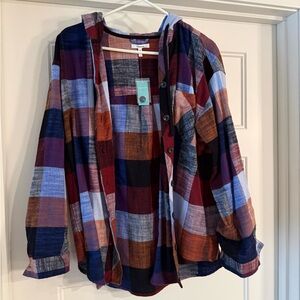 Maurices Multicolor Plaid Button Down Shirt